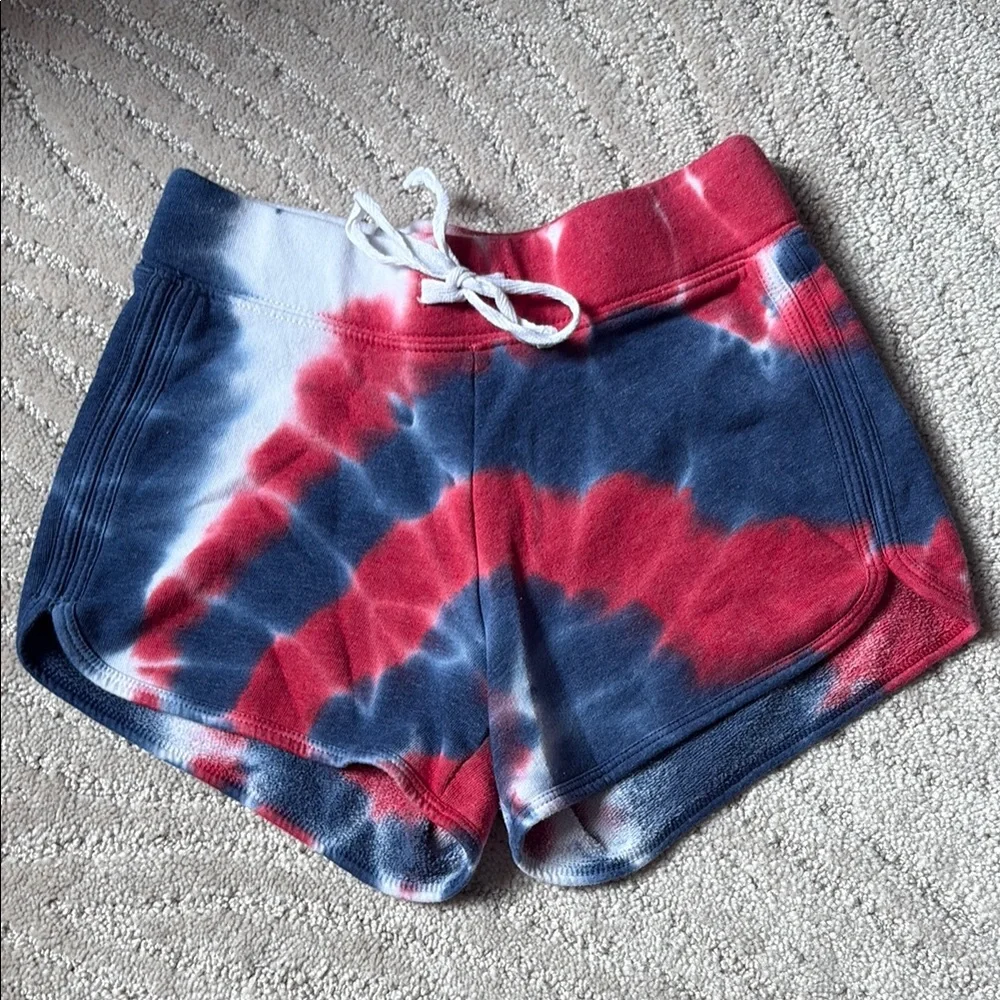 Justice Active Red White & Blue Tie Dye Sweat Shorts